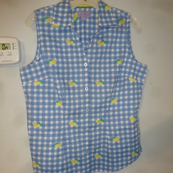 Summer Ready-  Casual Sleeveless V-neck button down Blouse Sz M - Picture 1 of 13